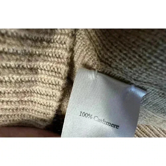 PURE COLLECTION Cashmere Tan Women Cardigan Sweater Snap Quilted 12 Large. 455 - Picture 3 of 3